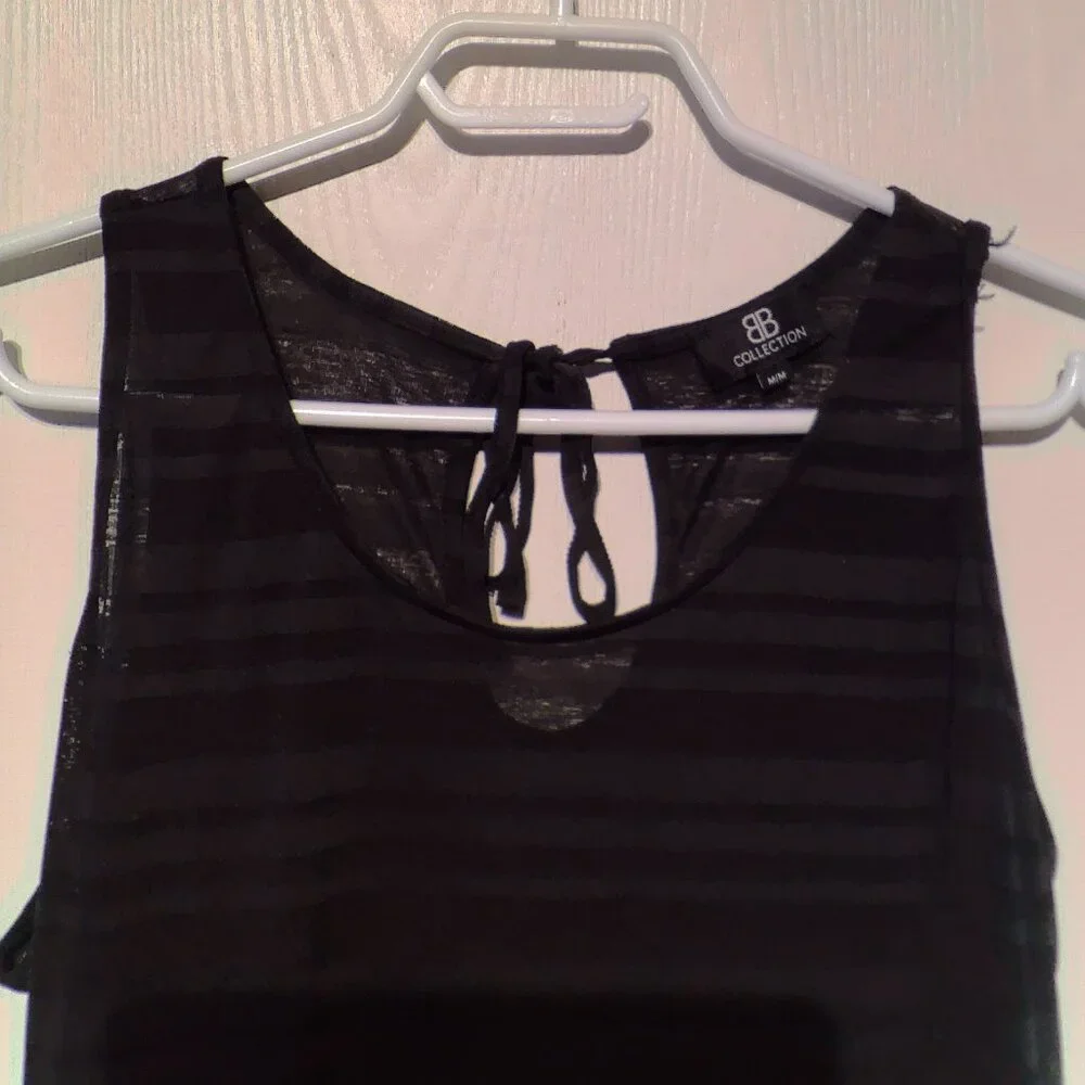 Women's Black Sheer Sun Dress/Cover Up Size Medium "BB Collection" - VGC - Picture 2 of 4